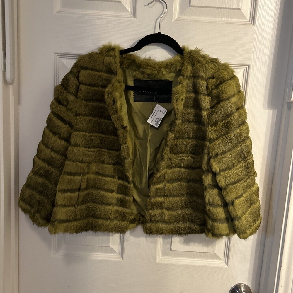 NWT  Lou Andrea Rabbit Fur Jacket‎ Green XXL Made In France. Free Shipping!